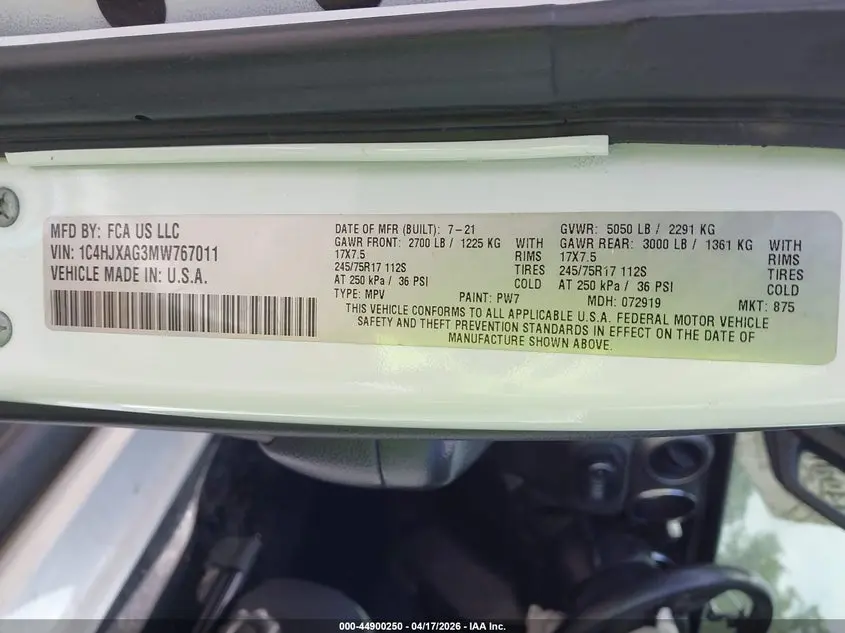 2021 JEEP WRANGLER SPORT S 4X4
