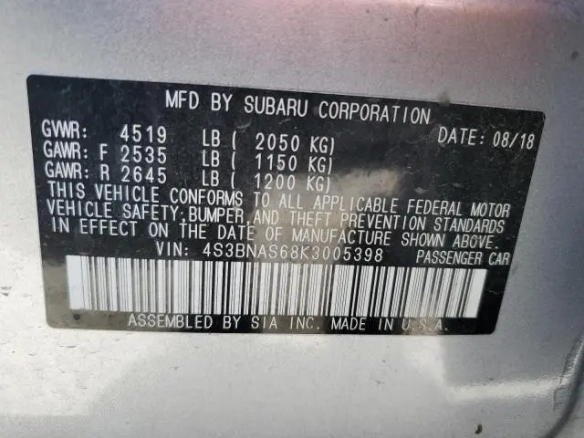 2019 SUBARU LEGACY SPORT  