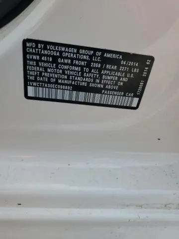 2014 VOLKSWAGEN PASSAT SEL