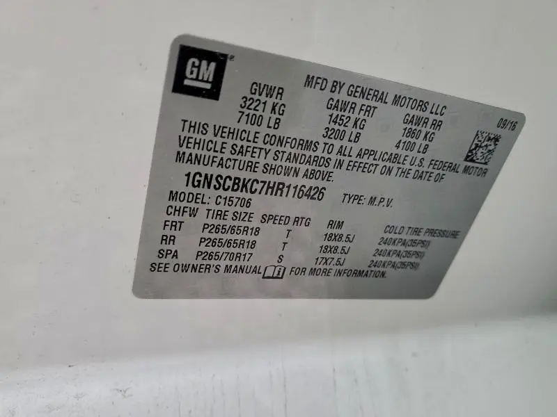 2017 CHEVROLET TAHOE C1500 LT  