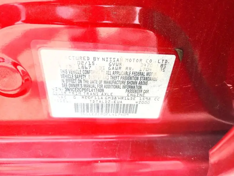 2015 NISSAN VERSA NOTE SV  
