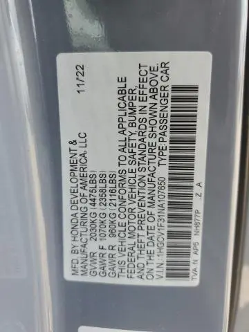 2022 HONDA ACCORD SPORT  