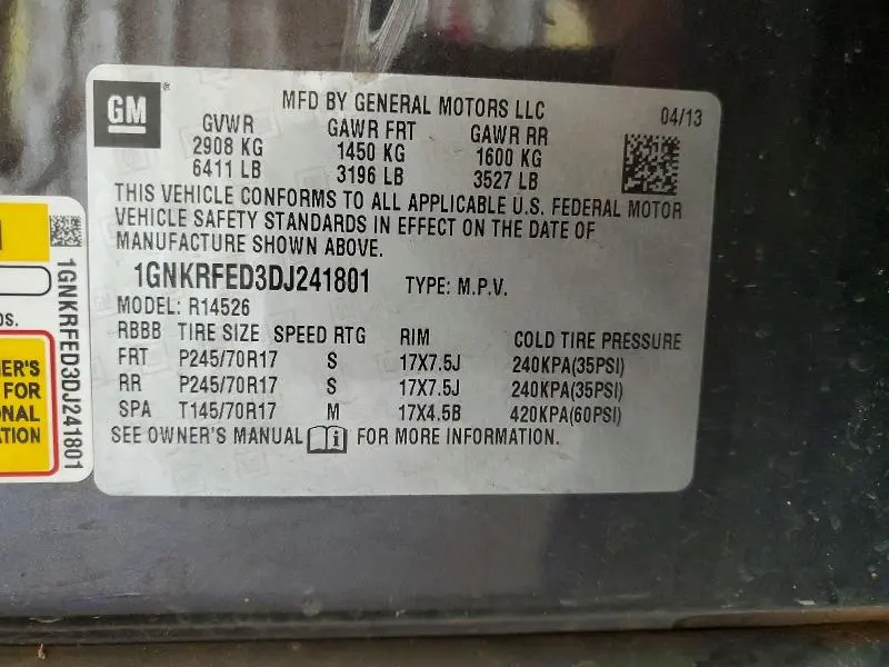 2013 CHEVROLET TRAVERSE LS  
