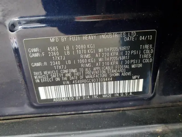 2013 SUBARU OUTBACK 2.5I PREMIUM  