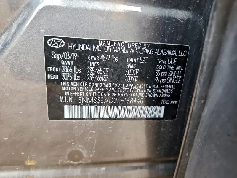 2020 HYUNDAI SANTA FE SEL  