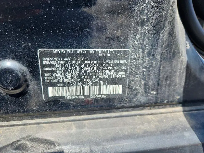 2011 SUBARU FORESTER 2.5X  