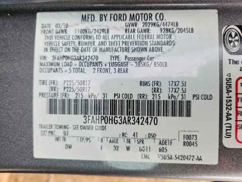 2010 FORD FUSION SE  