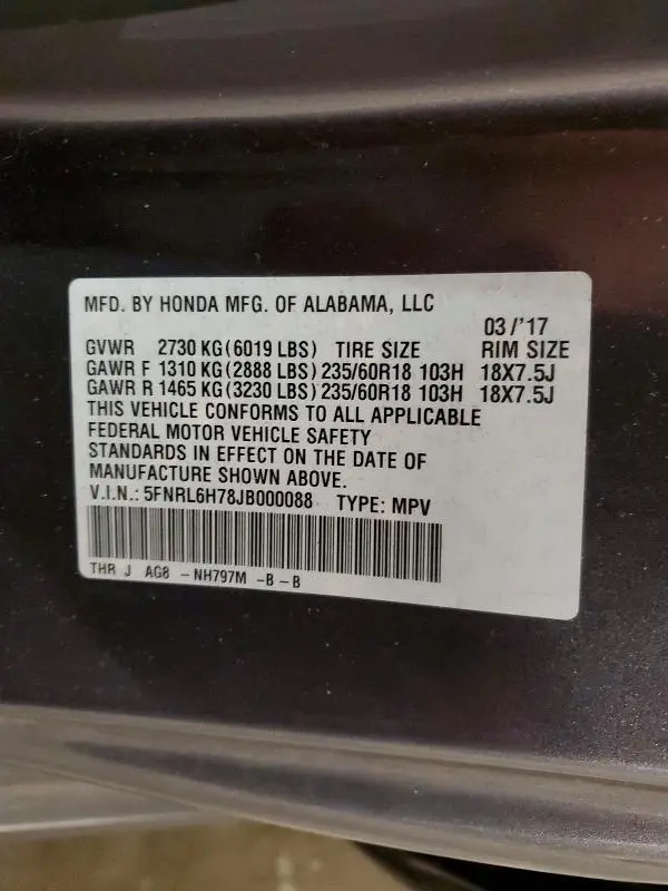 2018 HONDA ODYSSEY EXL  