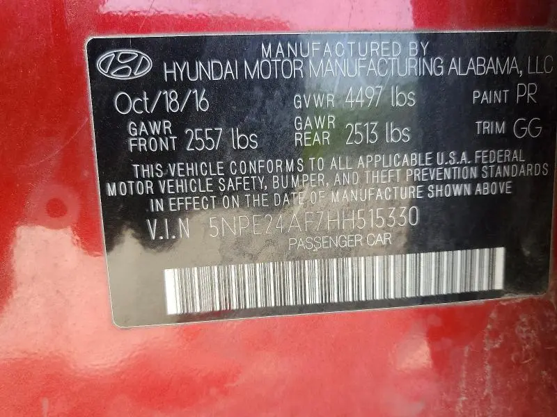 2017 HYUNDAI SONATA SE  