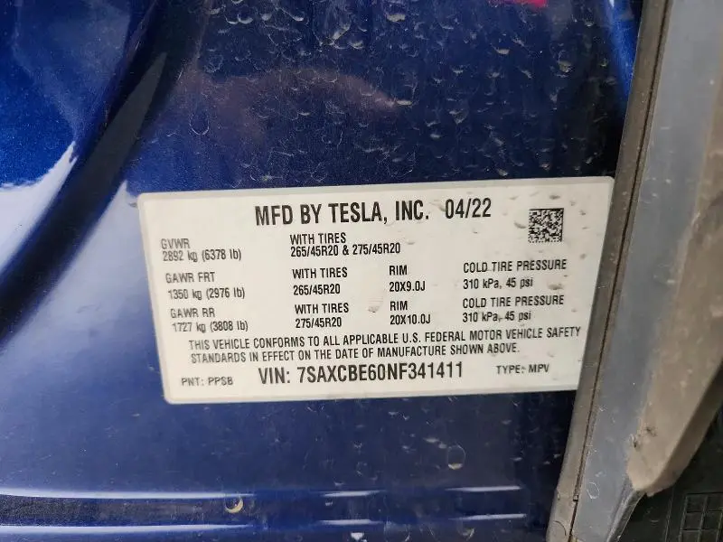 2022 TESLA MODEL X   