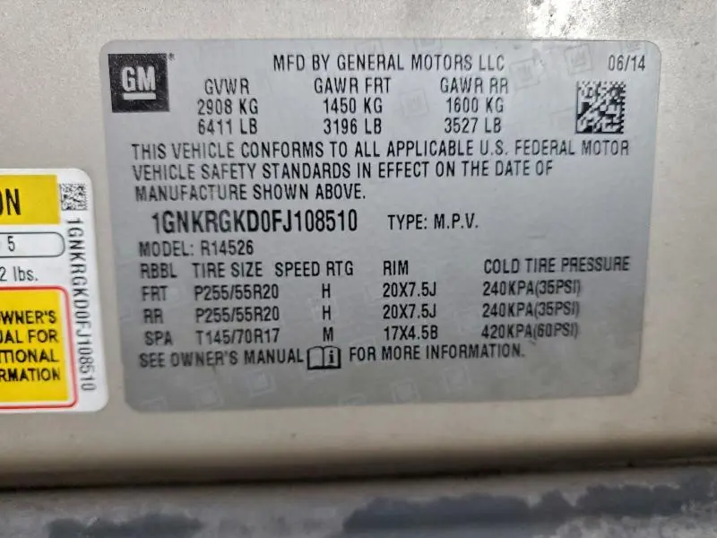 2015 CHEVROLET TRAVERSE LT  