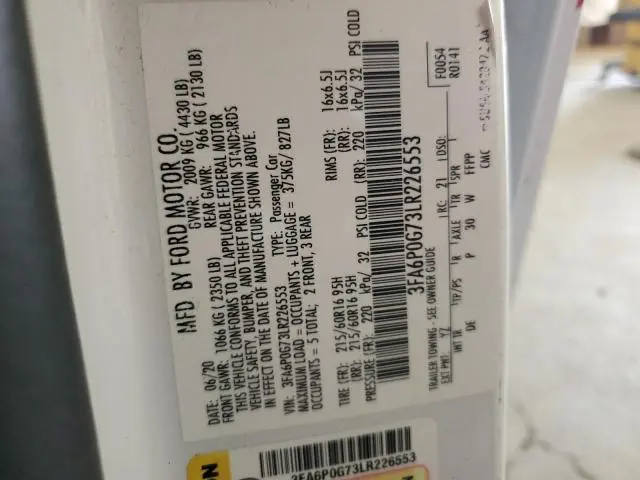 2020 FORD FUSION S  