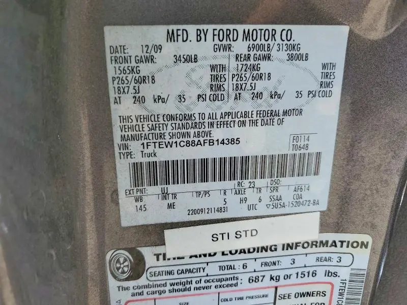 2010 FORD F150 SUPERCREW  