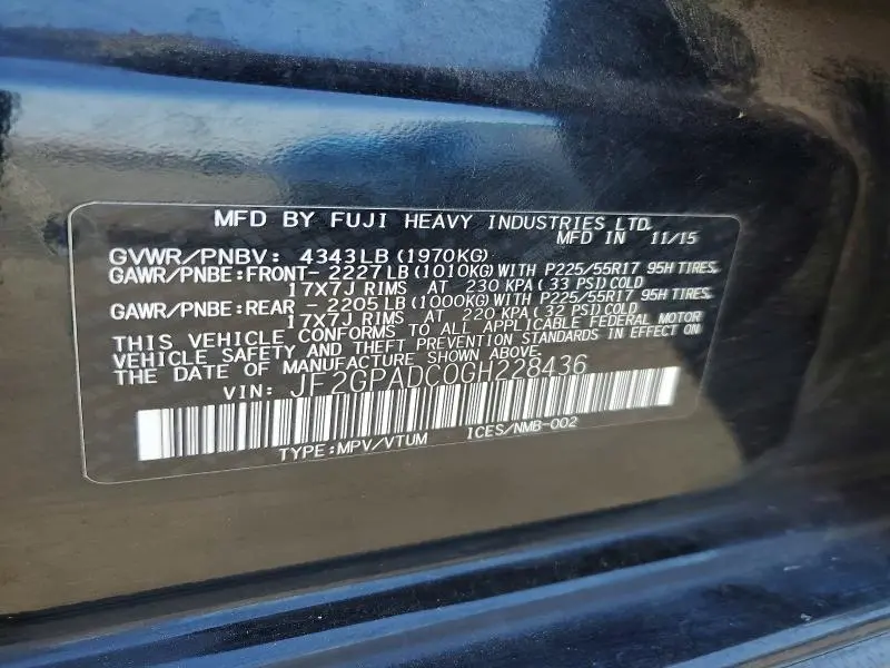 2016 SUBARU CROSSTREK PREMIUM  