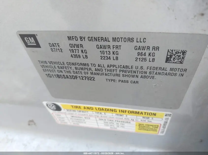 2013 CHEVROLET MALIBU 1LS