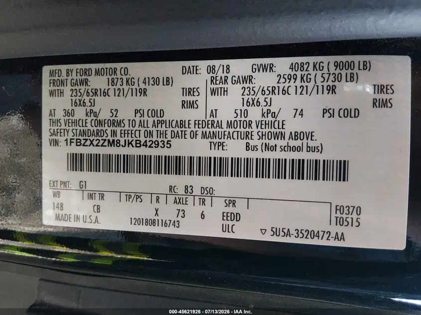2018 FORD TRANSIT-350 XL