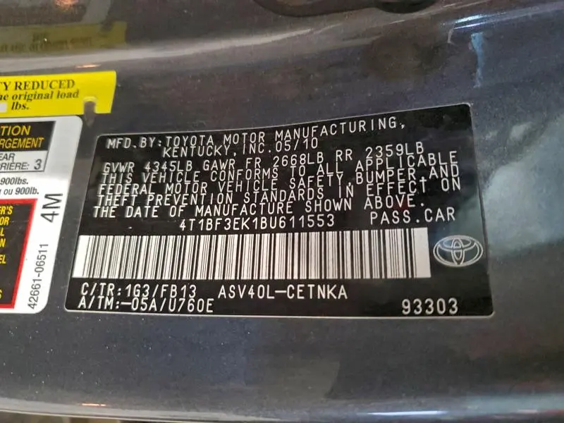 2011 TOYOTA CAMRY BASE  