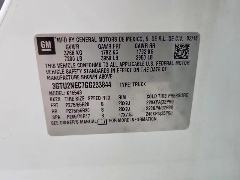 2016 GMC SIERRA K1500 SLT  