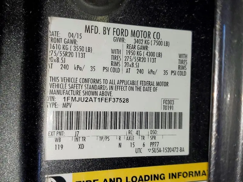 2015 FORD EXPEDITION LIMITED  