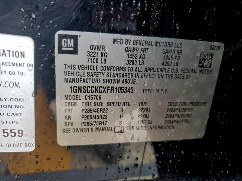 2015 CHEVROLET TAHOE C1500 LTZ  