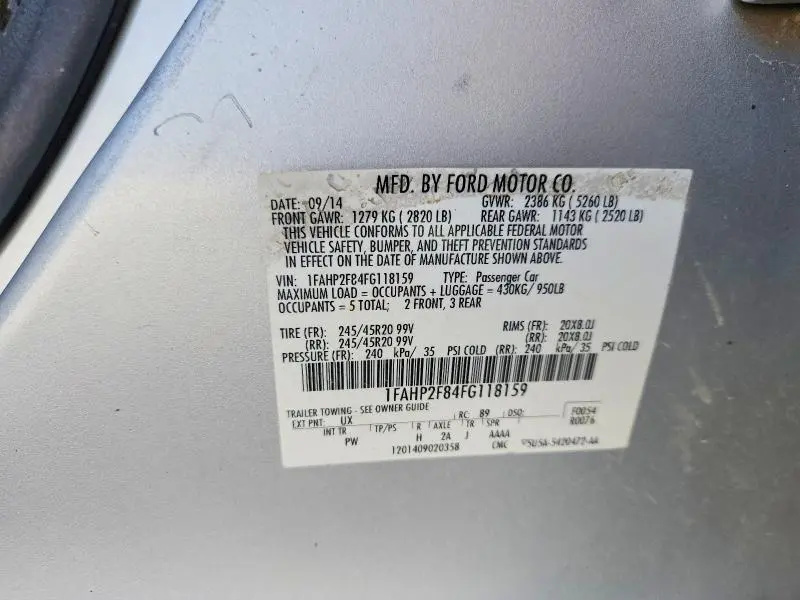 2015 FORD TAURUS LIMITED  