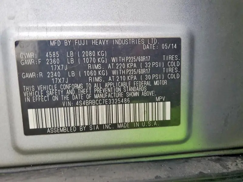 2014 SUBARU OUTBACK 2.5I PREMIUM  