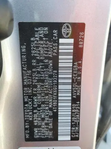 2016 TOYOTA CAMRY HYBRID  