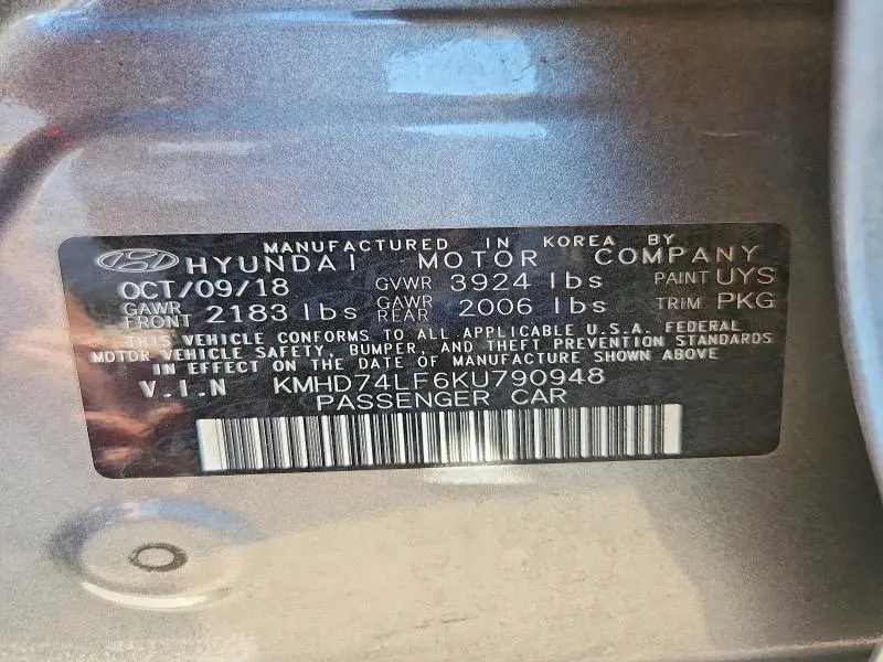 2019 HYUNDAI ELANTRA SE  