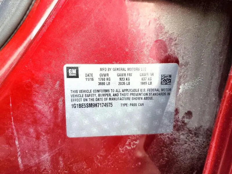 2017 CHEVROLET CRUZE LT  