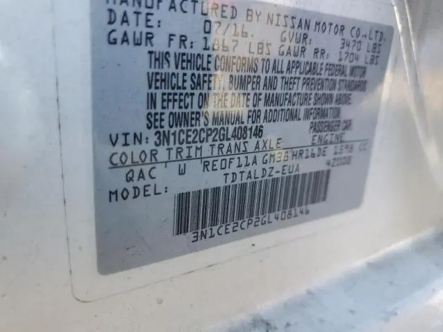2016 NISSAN VERSA NOTE S  