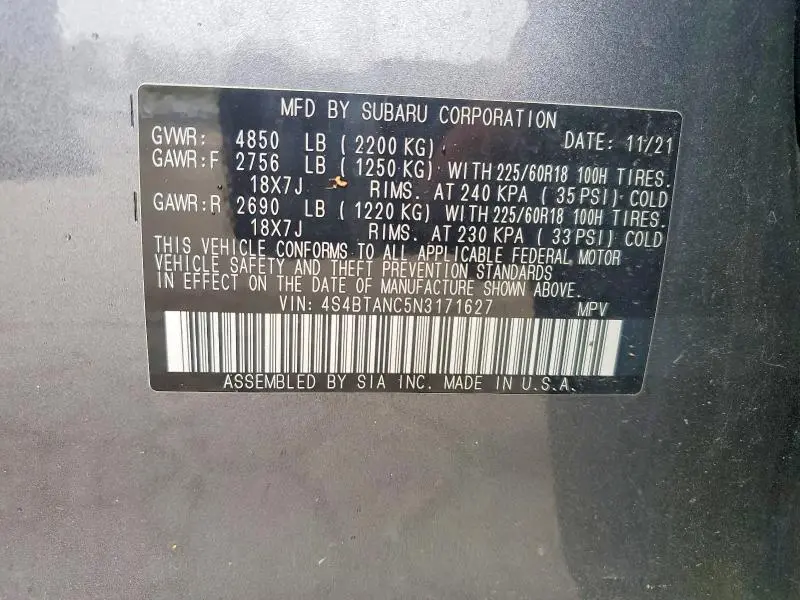 2022 SUBARU OUTBACK LIMITED  