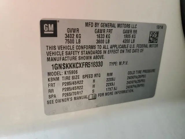 2015 CHEVROLET SUBURBAN K1500 LTZ  