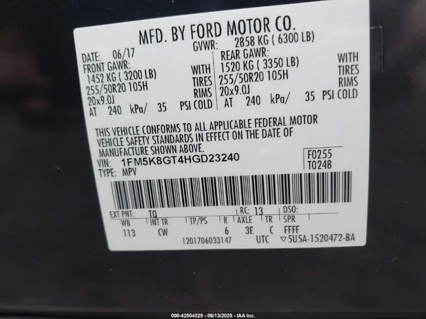 2017 FORD EXPLORER SPORT