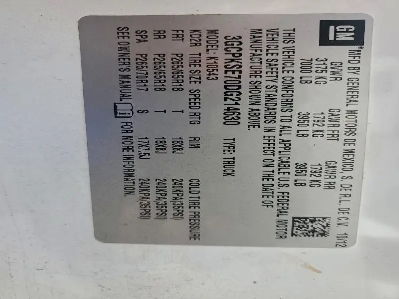 2013 CHEVROLET SILVERADO K1500 LT  