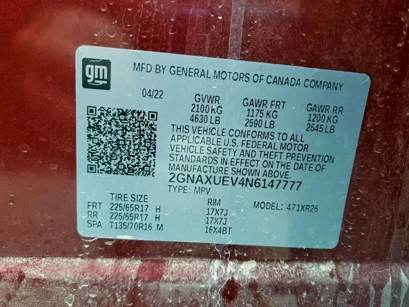 2022 CHEVROLET EQUINOX LT  