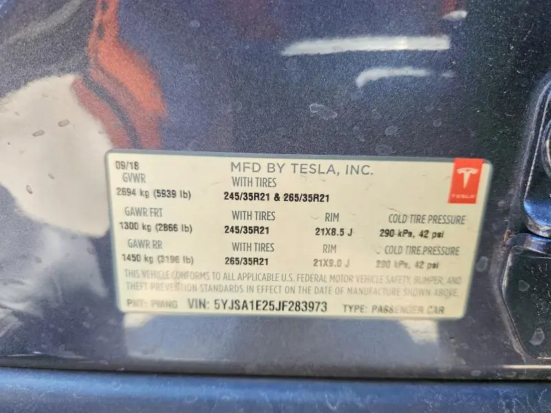 2018 TESLA MODEL S   