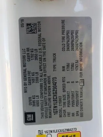 2016 GMC SIERRA C1500  