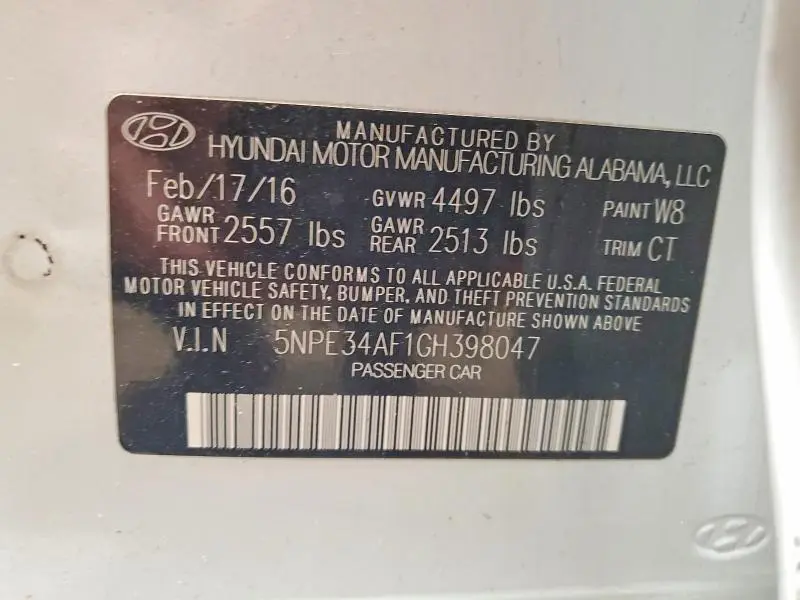 2016 HYUNDAI SONATA SPORT  
