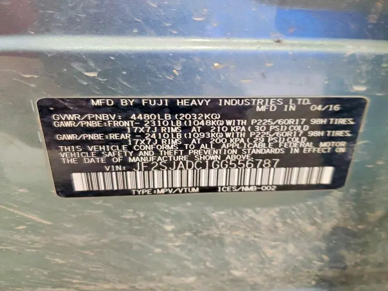 2016 SUBARU FORESTER 2.5I PREMIUM  