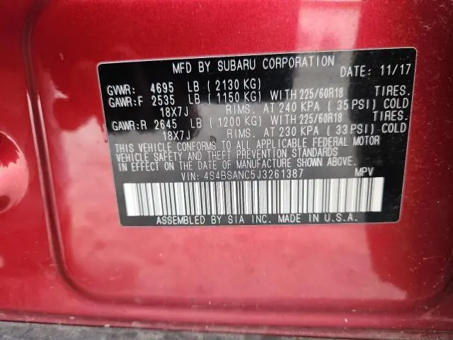 2018 SUBARU OUTBACK 2.5I LIMITED  