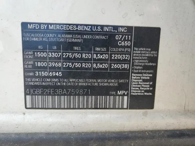 2011 MERCEDES-BENZ GL 350 BLUETEC  