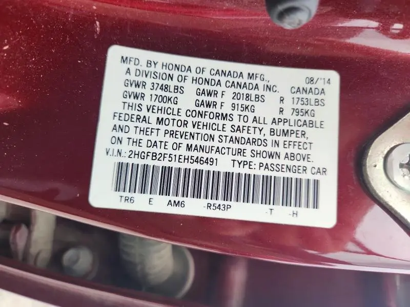 2014 HONDA CIVIC LX  