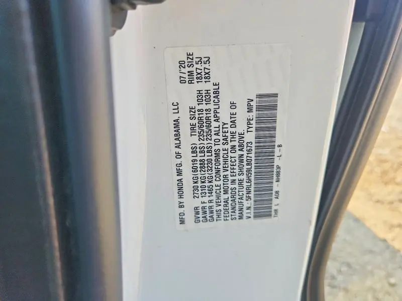 2020 HONDA ODYSSEY EX  