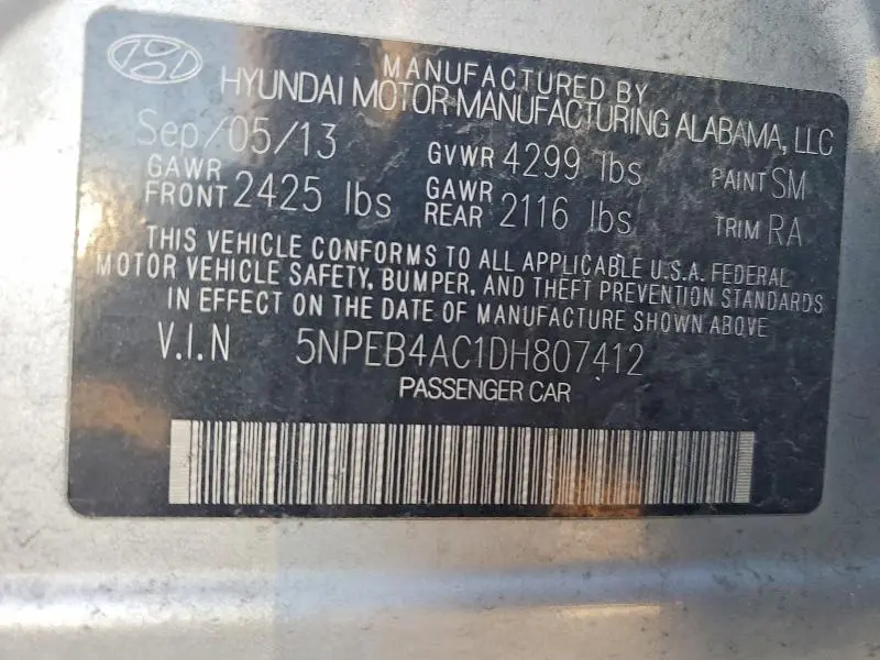 2013 HYUNDAI SONATA GLS  