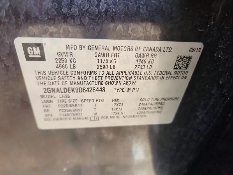 2013 CHEVROLET EQUINOX LT  