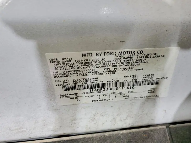 2018 FORD TAURUS SE  