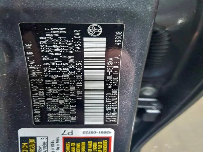 2012 TOYOTA CAMRY BASE  