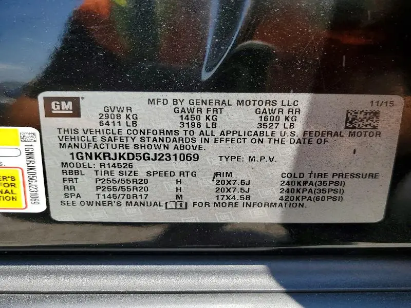 2016 CHEVROLET TRAVERSE LTZ  