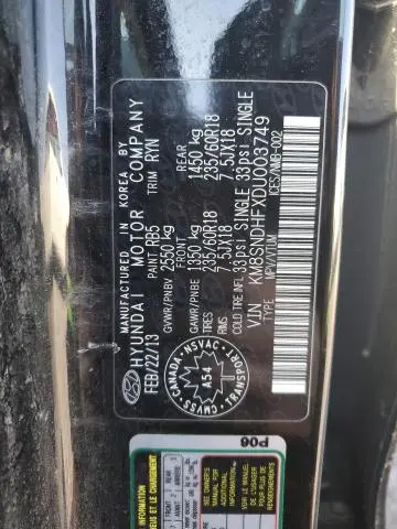 2013 HYUNDAI SANTA FE GLS  