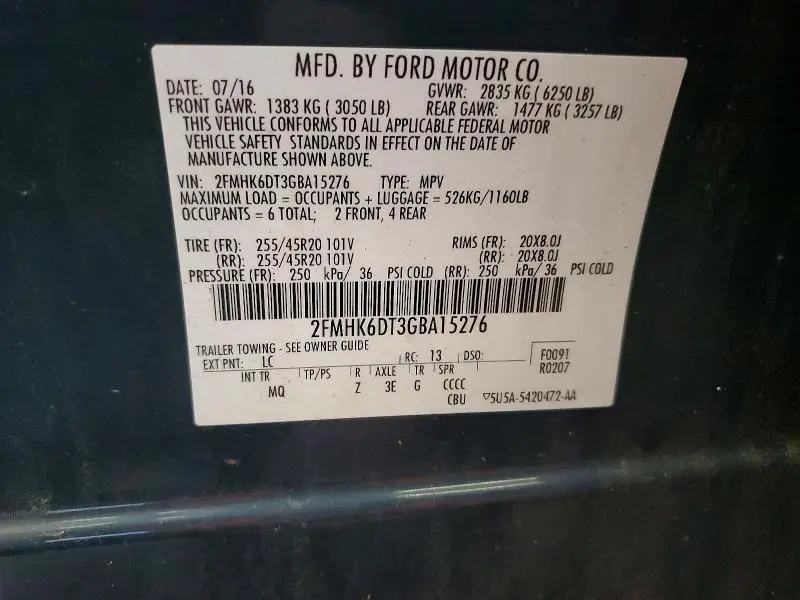 2016 FORD FLEX LIMITED  